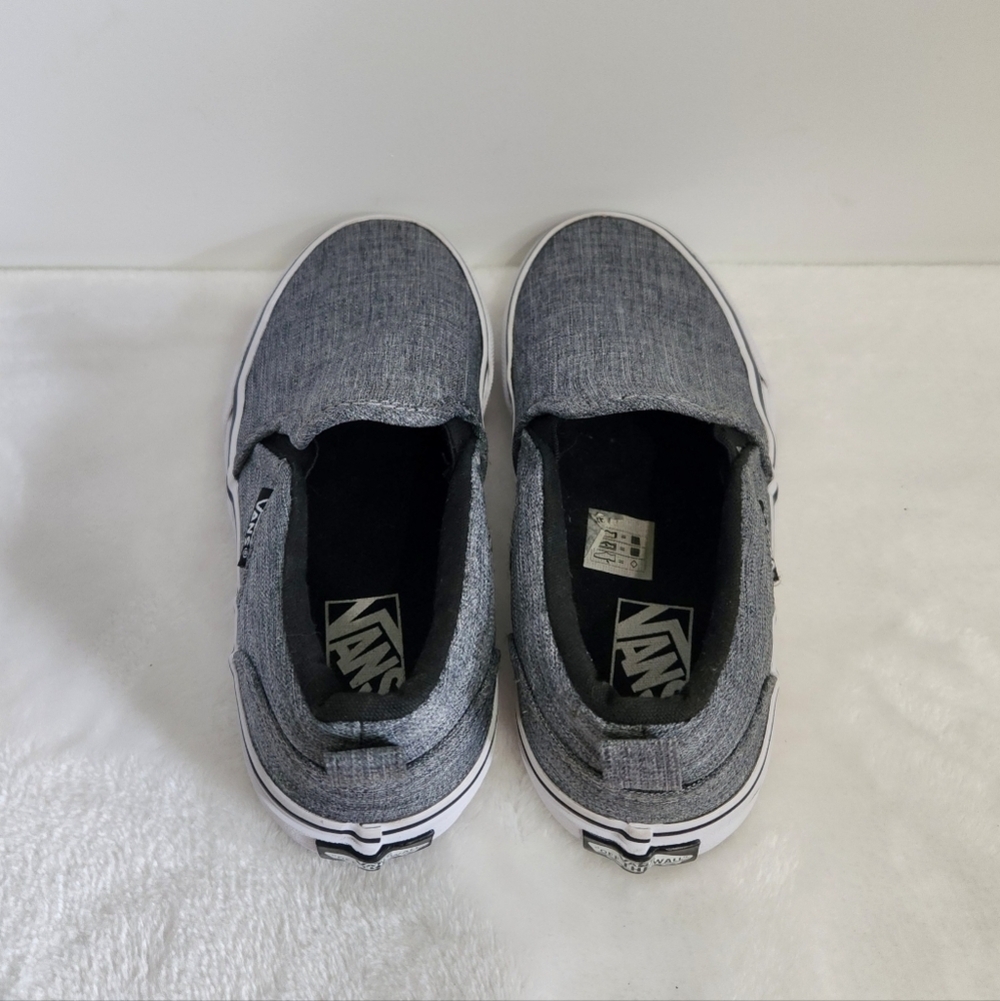 Vans Asher Heather Gray Classic Skate Canvas Slip On Sneaker Shoe Youth 12 - Picture 8 of 14